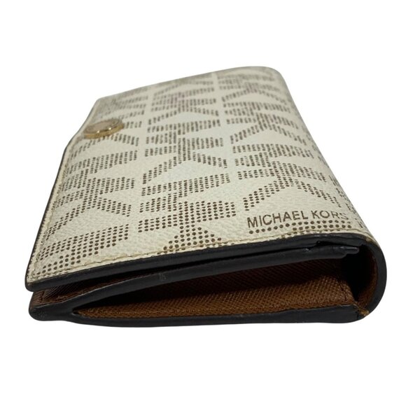 Michael Kors Off White Signature Coated Canvas Bifold Flap Continental Wallet - Picture 6 of 10